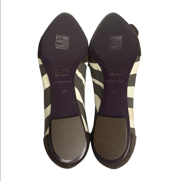 Escada Laurél Canvas Suede Bow Zebra Print Pointed Toe Flats - Picture 9 of 9